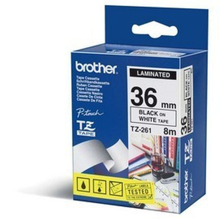 BROTHER NASTRO LAMINATO DA 36MM (8M) NERO/BIANCO