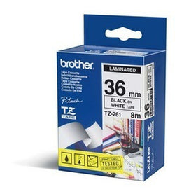 BROTHER NASTRO LAMINATO DA 36MM (8M) NERO/BIANCO