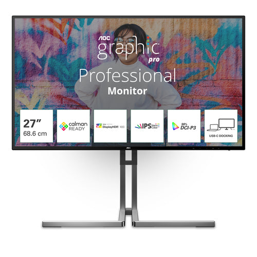 AOC MONITOR 27  IPS 16:9 4MS 350 CDM, USB-C, PIVOT, DP/2HDMI